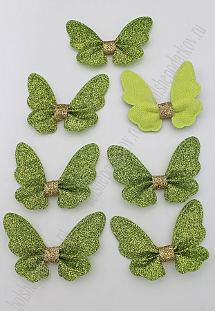 Патч с блестками 6,5*5 см &quot;Бабочка&quot; (10 шт) SF-1874, салатовый