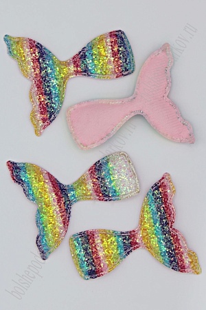 Патч 3D радужный, россыпь пайеток &quot;Хвост русалки&quot; 7*6 см (10 шт) SF-1892, Е