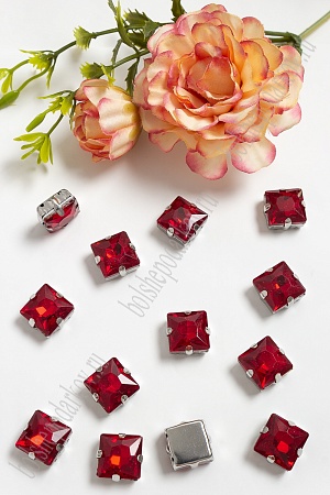 Стразы пришивные 12 мм &quot;Квадрат&quot; (20 шт) SF-3710, красный №17