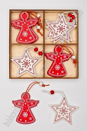 Набор новогодних игрушек в коробочке &quot;Ангелочек и звёздочка&quot; (12 шт) SF-7554, №1