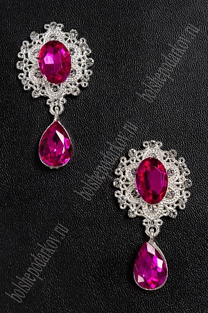 Серединка ювелирная с подвеской (2 шт) SF-4482, серебро/фукси №23