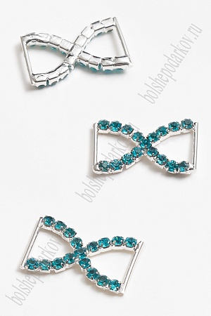 Пряжка декоративная со стразами 26*15 мм (5 шт) SF-2058, голубой