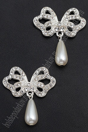 Серединка ювелирная с подвеской &quot;Бантик&quot; (2 шт) SF-7048