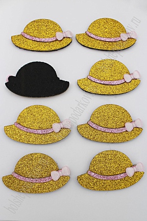 Патч с декором бантик 5,5*3,5 см &quot;Шляпка&quot; (10 шт) SF-1875, золото