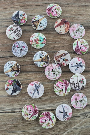 Пуговицы декоративные 20 мм с рисунком &quot;Достопримечательности мира&quot; (50 шт) SF-2182