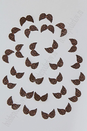 Патч с блестками 2*1 см &quot;Крылья маленькие&quot; (100 шт) SF-1900, шоколадный