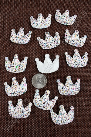 Патч 3D, россыпь пайеток &quot;Корона&quot; 3,7*3,2 см (20 шт) SF-1533, белый/голубой