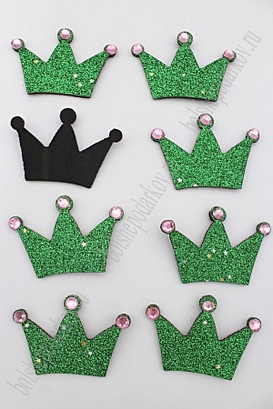 Патч с декором стразы 6*4 см &quot;Корона&quot; (10 шт) SF-1876, зеленый