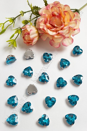 Стразы пришивные 12 мм &quot;Сердечко&quot; (10 шт) SF-3716, голубой №12