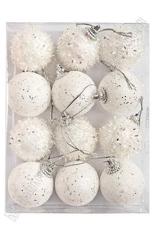 Набор новогодних шаров 4 см (12 шт) SF-7334, белый
