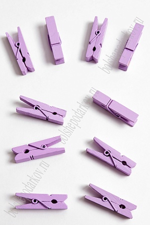 Прищепки деревянные 35 мм (100 шт) SF-2899, фиолетовый