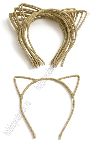 Ободки &quot;Ушки&quot; 5 мм ткань с люрексом (10 шт) SF-1128, золото