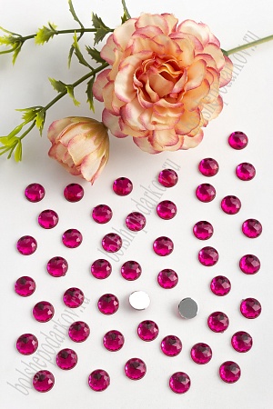 Стразы граненые 8 мм, круглые (200 шт) SF-1590, фукси №42