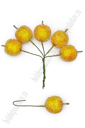 Муляж декоративный яблоко засахаренное на веточке, SF-1241, желтое (100 шт)