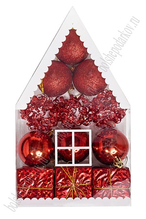 Набор новогодних шаров &quot;Ассорти&quot; 5 см (12 шт) SF-7334, красный