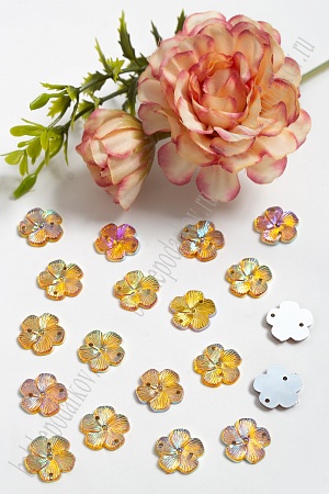 Стразы &quot;Цветок&quot; 15 мм (100 шт) SF-804, золото радужный