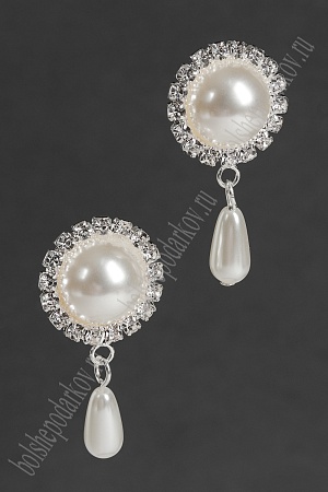 Серединка ювелирная с подвеской (2 шт) SF-5954, серебро/айвори №41