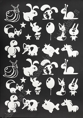 Набор наклеек из термотрансферной пленки &quot;Ассорти&quot; №9, серебро