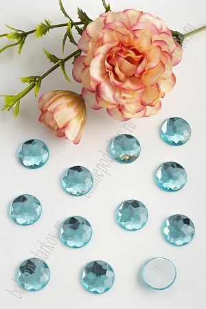 Стразы граненые 16 мм, круглые (50 шт) SF-1594, голубой №8