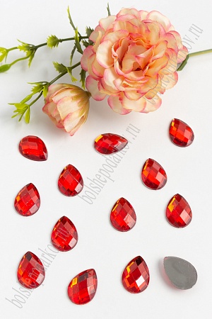 Стразы граненые 13*18 мм, капля (50 шт) SF-383/1609, красный