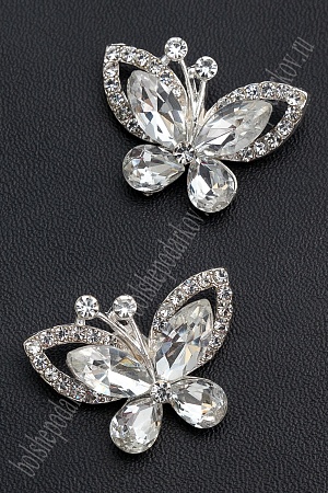 Серединка ювелирная &quot;Бабочка&quot; (2 шт) SF-7044, серебро №09