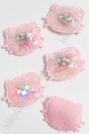 Патч с пайетками &quot;Котёнок&quot; 5*4,2 см (5 шт) SF-3165, светло-розовый