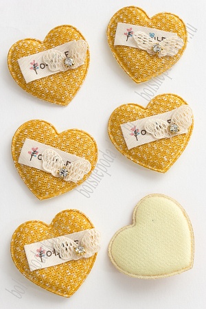 Патч тканевый &quot;Сердечко&quot; 5,2*4,7 см (10 шт) SF-2980, горчичный