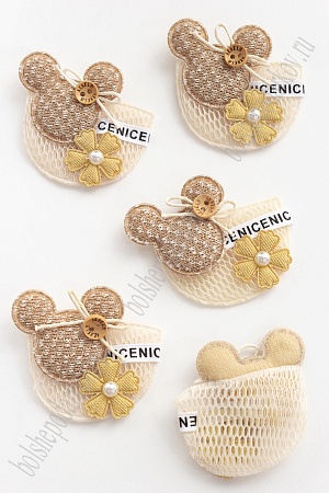 Патч тканевый &quot;Микки кармашек&quot; 6*5 см (5 шт) SF-2978, коричневый