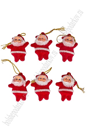 Новогодние украшения 5 см (6 шт) &quot;Дед Мороз&quot; (SF-1690) красный