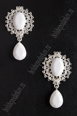 Серединка ювелирная с подвеской (2 шт) SF-4482, серебро/белый