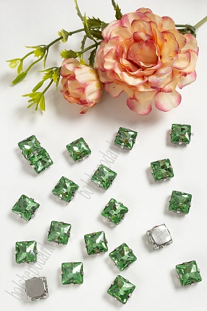 Стразы пришивные 10 мм &quot;Квадрат&quot; (20 шт) SF-3711, салатовый №7