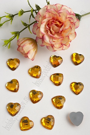 Стразы граненые 16 мм, сердце (50 шт) SF-380/1615 золото