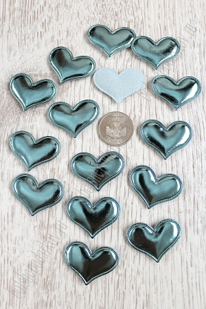 Патч 3D, кожзам &quot;Сердце&quot; 3,6*3 см (20 шт) SF-1542, голубой