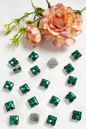 Стразы пришивные 10 мм &quot;Квадрат&quot; (20 шт) SF-3711, изумрудный №5