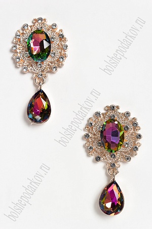 Серединка ювелирная с подвеской (2 шт) SF-4482, золото/зеленый хамелеон №30