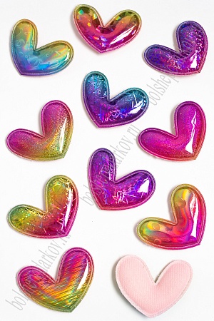 Патч голографик &quot;Сердце&quot; 4,5*5,5 см (30 шт) SF-2974, ассорти
