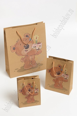Пакет крафтовый с рисунком &quot;Мишка&quot; 12*16*7 см (12 шт) SF-7169, №2