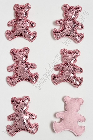 Патч с пайетками &quot;Мишка&quot; 5*6 см (10 шт) SF-3782, розовый