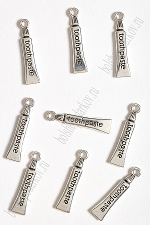 Подвеска металл 28*7 мм &quot;Зубная паста №1556&quot; (50 гр) SF-3392, серебро