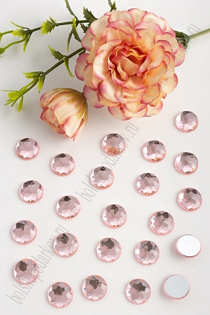 Стразы граненые 12 мм, круглые (100 шт) SF-1592, розовый №3