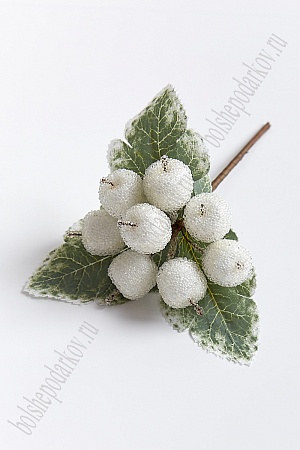 Муляж декоративный яблочко засахаренное на веточке (5 шт) SF-5114, белый