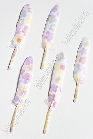 Перья декоративные 15*2,2 см (10 шт) &quot;Ромашки&quot; разноцветные