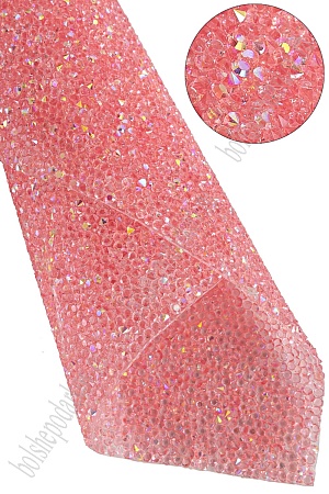 Стразовое полотно на силиконовой основе 24*40 см (SF-6005) св.-розовый/хамелеон №4