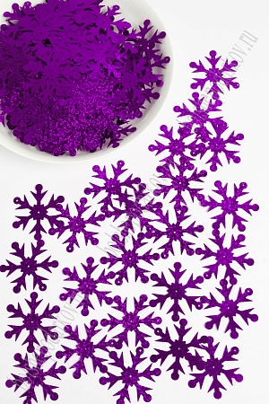 Пайетки &quot;Снежинки крупные&quot; 5 см*500 гр (SF-1933) темно-сиреневый №50128