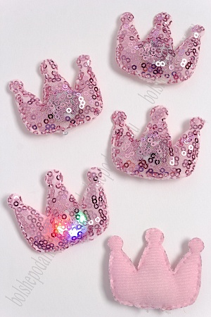Патч с пайетками &quot;Корона&quot; 5,3*4,3 см (5 шт) SF-3165, розовый