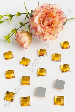 Стразы граненые 12 мм, квадратные (100 шт) SF-404, золото