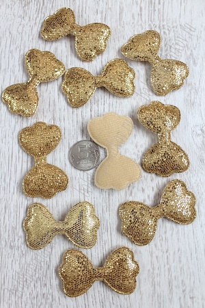 Патч 3D, с пайетками &quot;Бантик&quot; 6,3*3,5 см (20 шт) SF-1546, золото