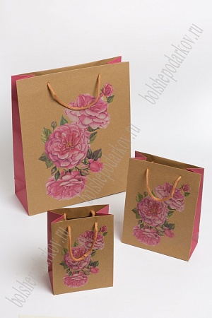 Пакет крафтовый с рисунком &quot;Цветочки&quot; 26*32*10 см (12 шт) SF-7171, №2