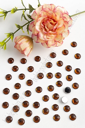 Стразы граненые 8 мм, круглые (200 шт) SF-1590, коричневый №13