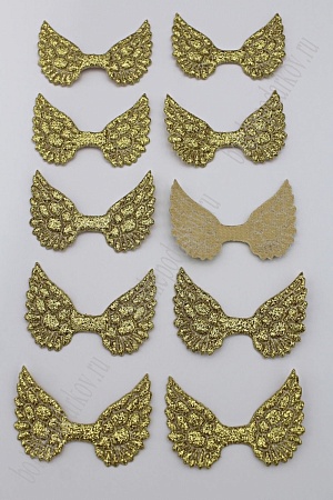 Патч с блестками 4,5*3 см &quot;Крылья&quot; (20 шт) SF-1899, светлое золото